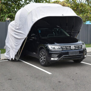 Modern Full Car Cover Protector Anti-Sunlight Snow Hail Waterproof Garage Cover with Foldable Frame Metal Material