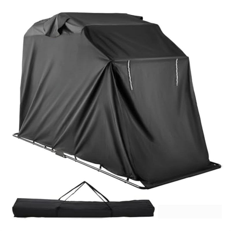 All-Weather Waterproof Motorcycle Garage Shelter 600D Black Strong Structure Easy Installation Modern Style Metal Frame Pressure - Image 3